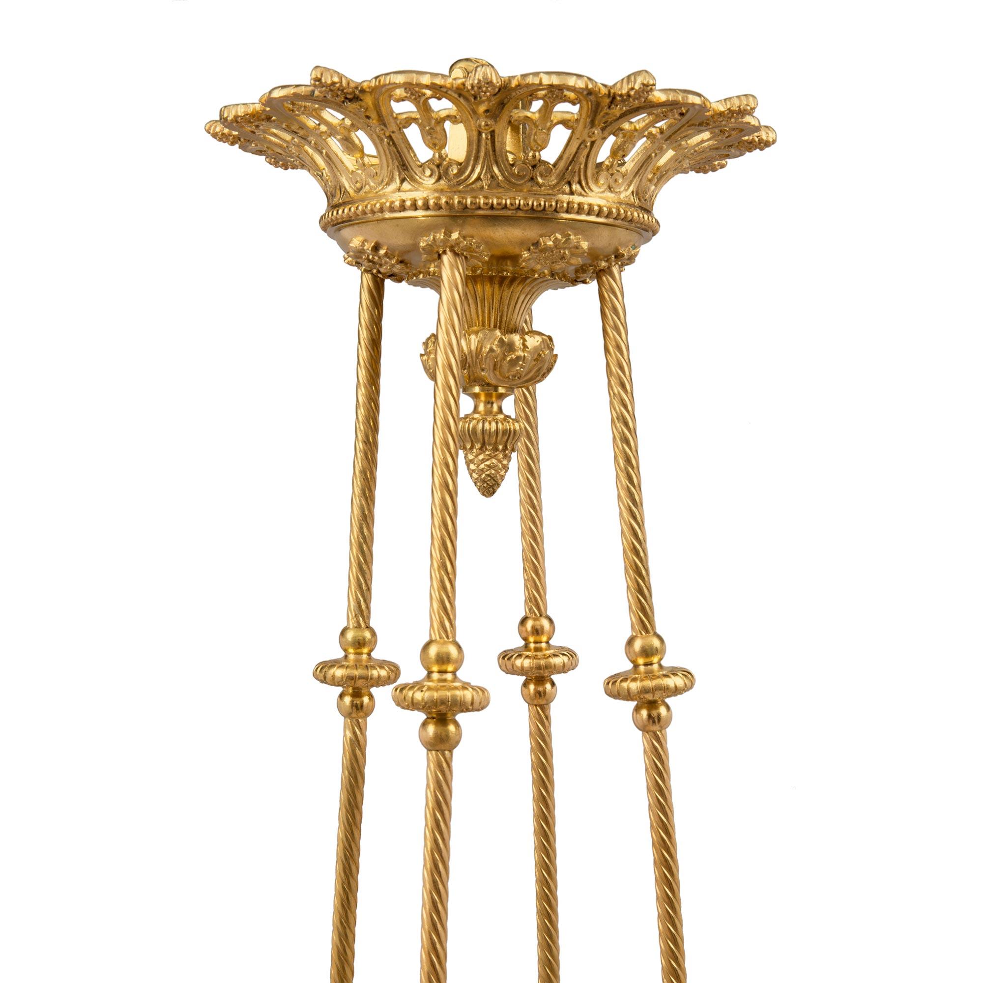 Ormolu French 19th Century Louis XVI Style Chandelier, Signed F. Barbedienne, Paris For Sale