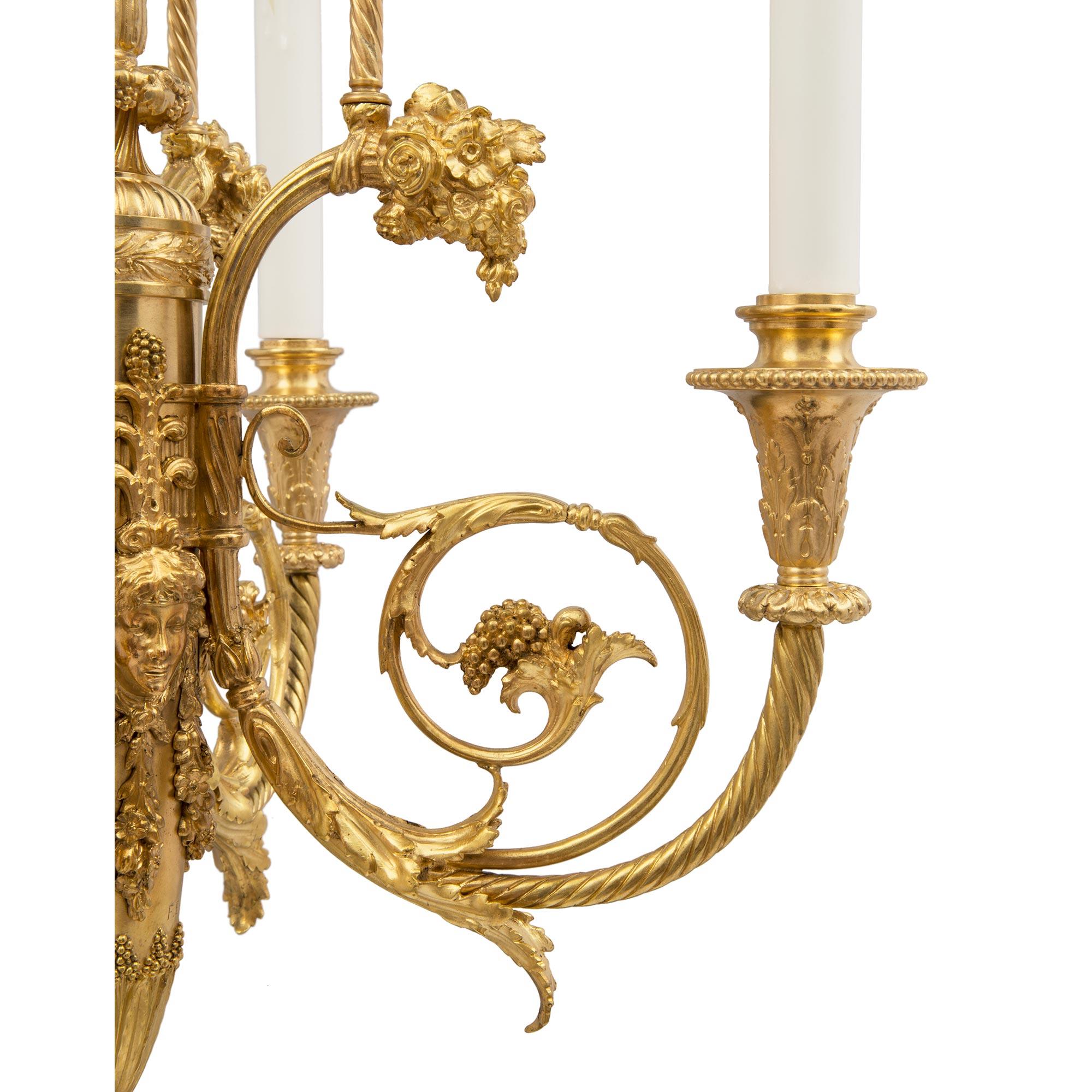 French 19th Century Louis XVI Style Chandelier, Signed F. Barbedienne, Paris For Sale 2