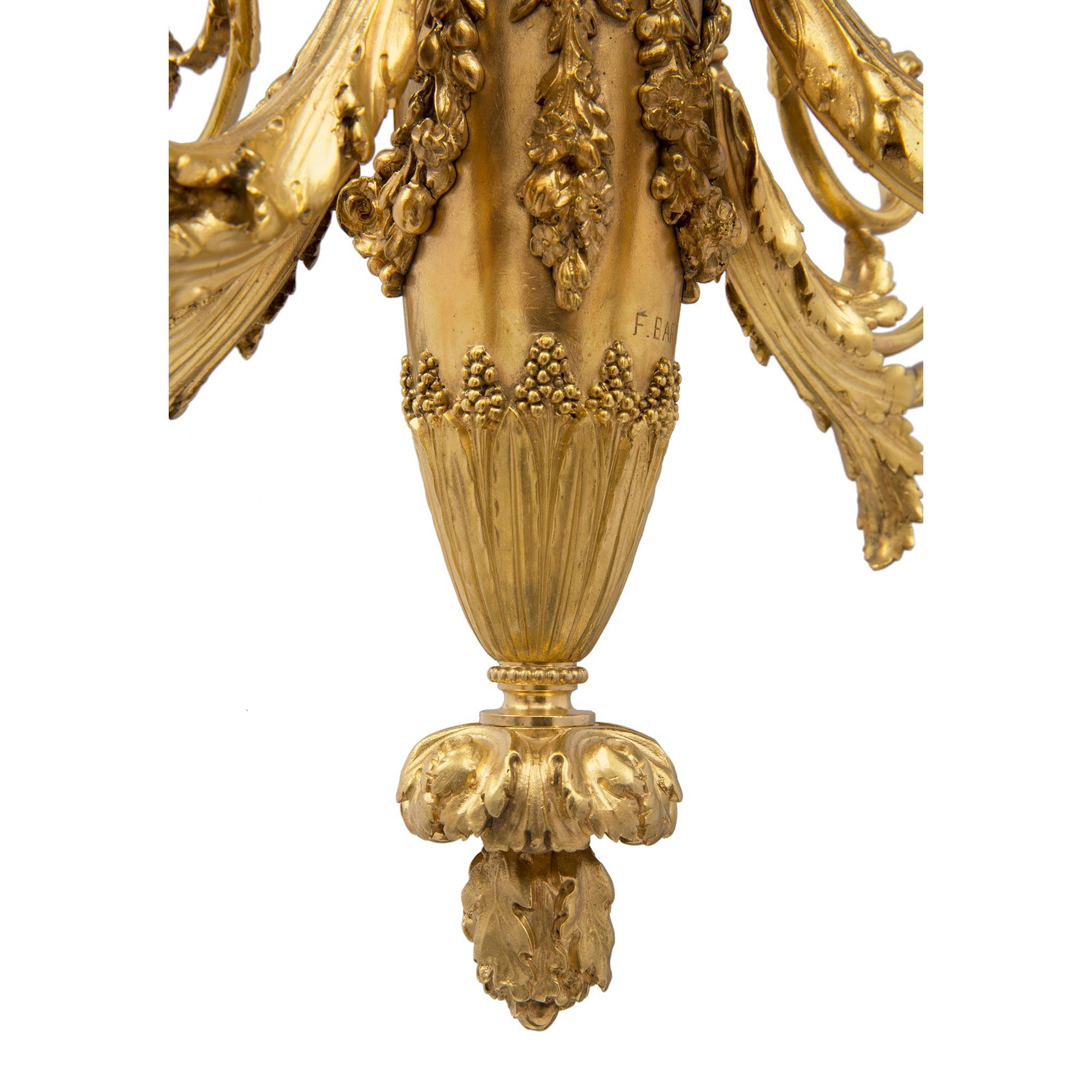 French 19th Century Louis XVI Style Chandelier, Signed F. Barbedienne, Paris For Sale 5
