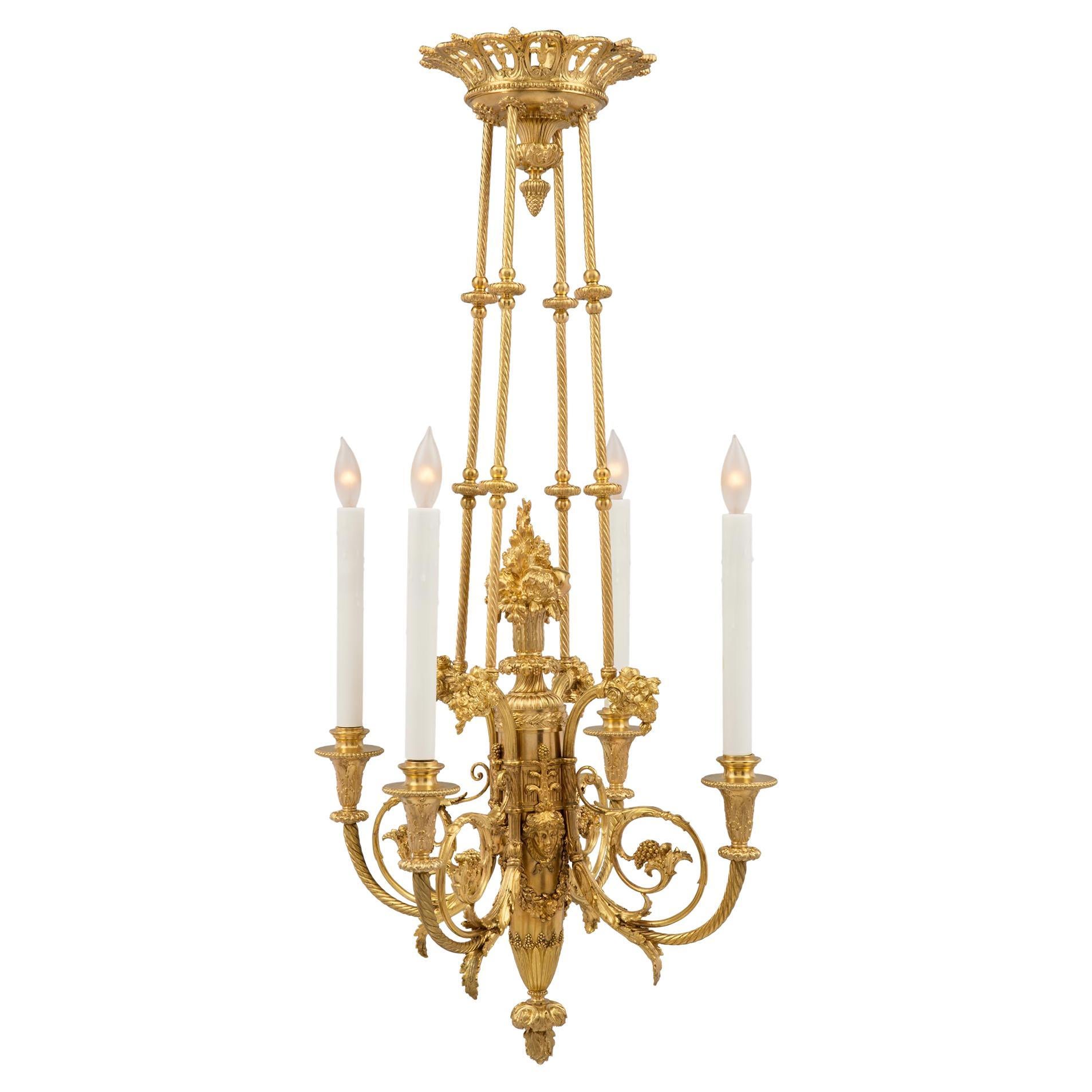 French 19th Century Louis XVI Style Chandelier, Signed F. Barbedienne, Paris