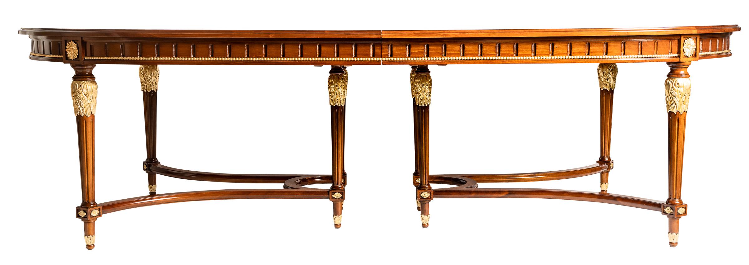 Italian French 19th Century Louis XVI Style Cherry Dining Table with Two Extensions