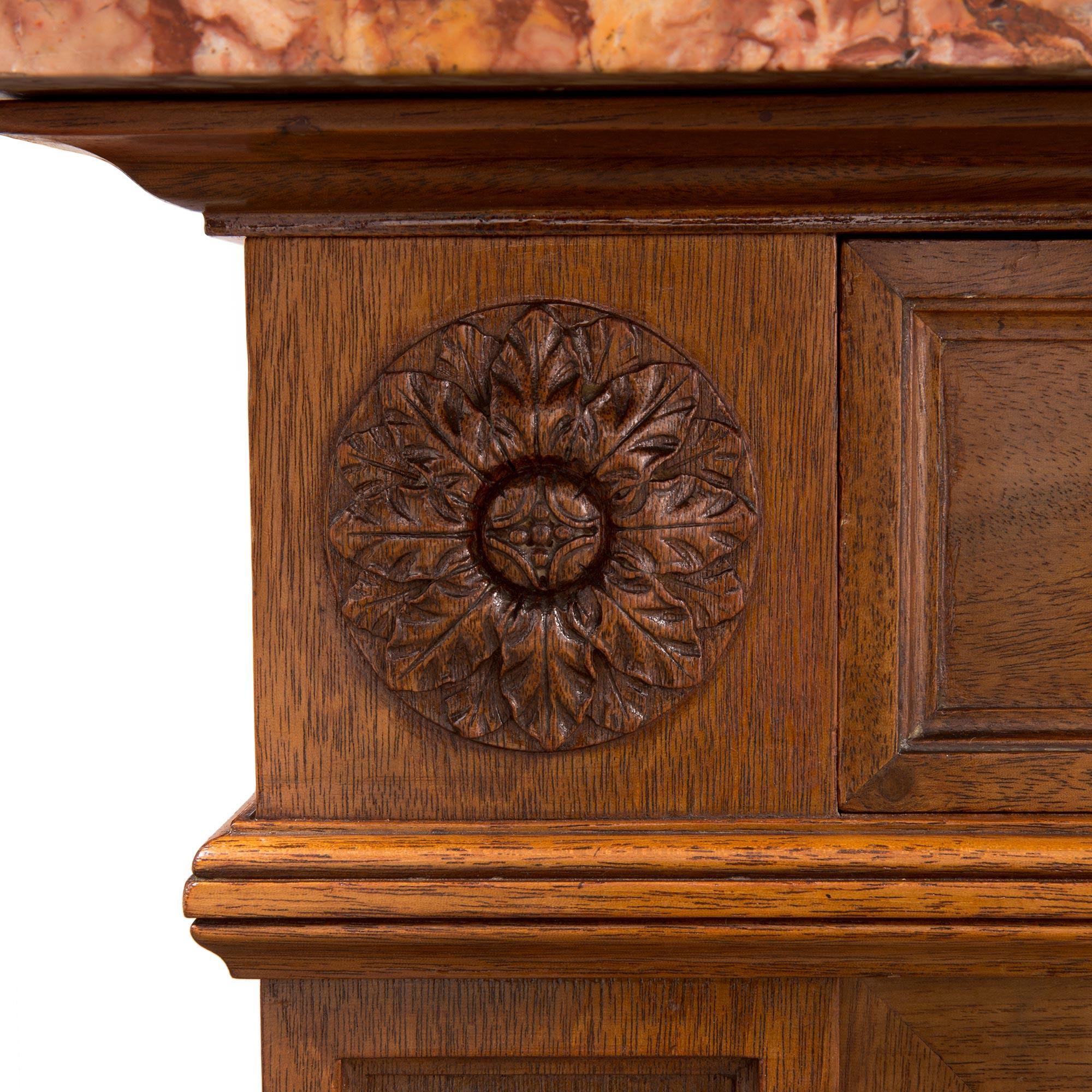 French 19th Century Louis XVI Style Cherrywood and Sarrancolin Marble Buffet For Sale 3