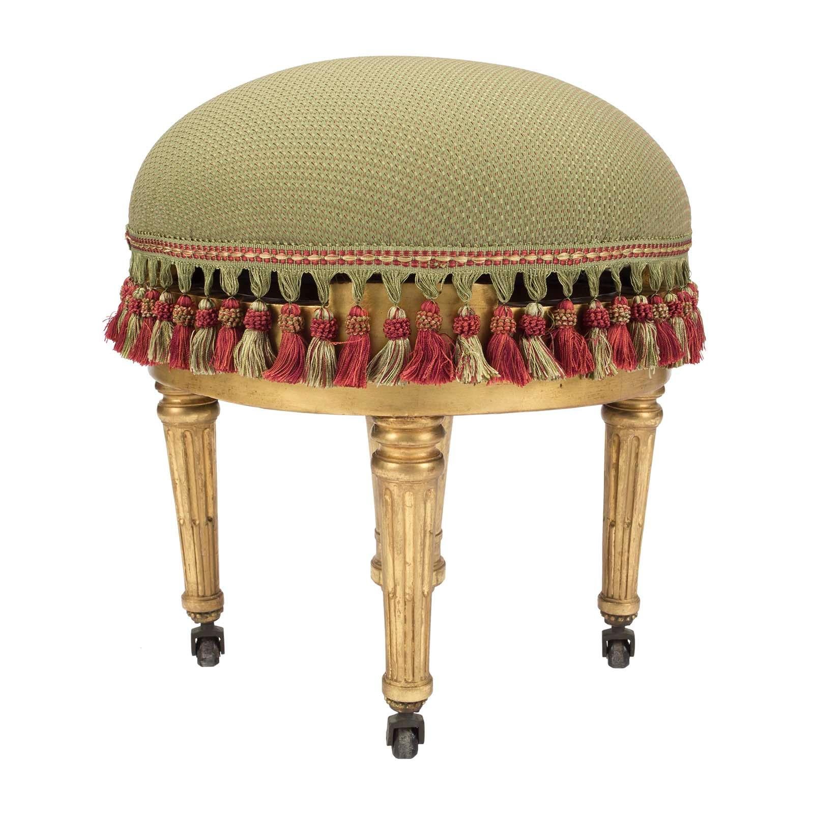 Giltwood French 19th Century Louis XVI Style Circular Swivel Bench For Sale