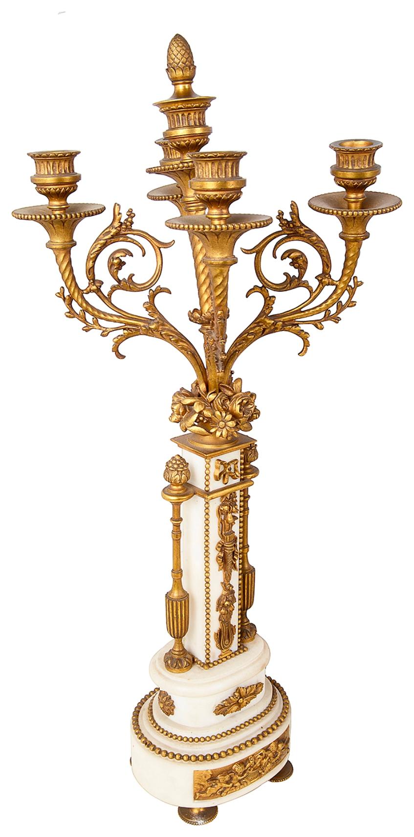 French 19th Century, Louis XVI Style Clock Garniture For Sale 3