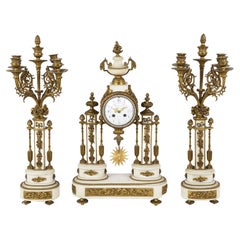 Antique French 19th Century, Louis XVI Style Clock Garniture