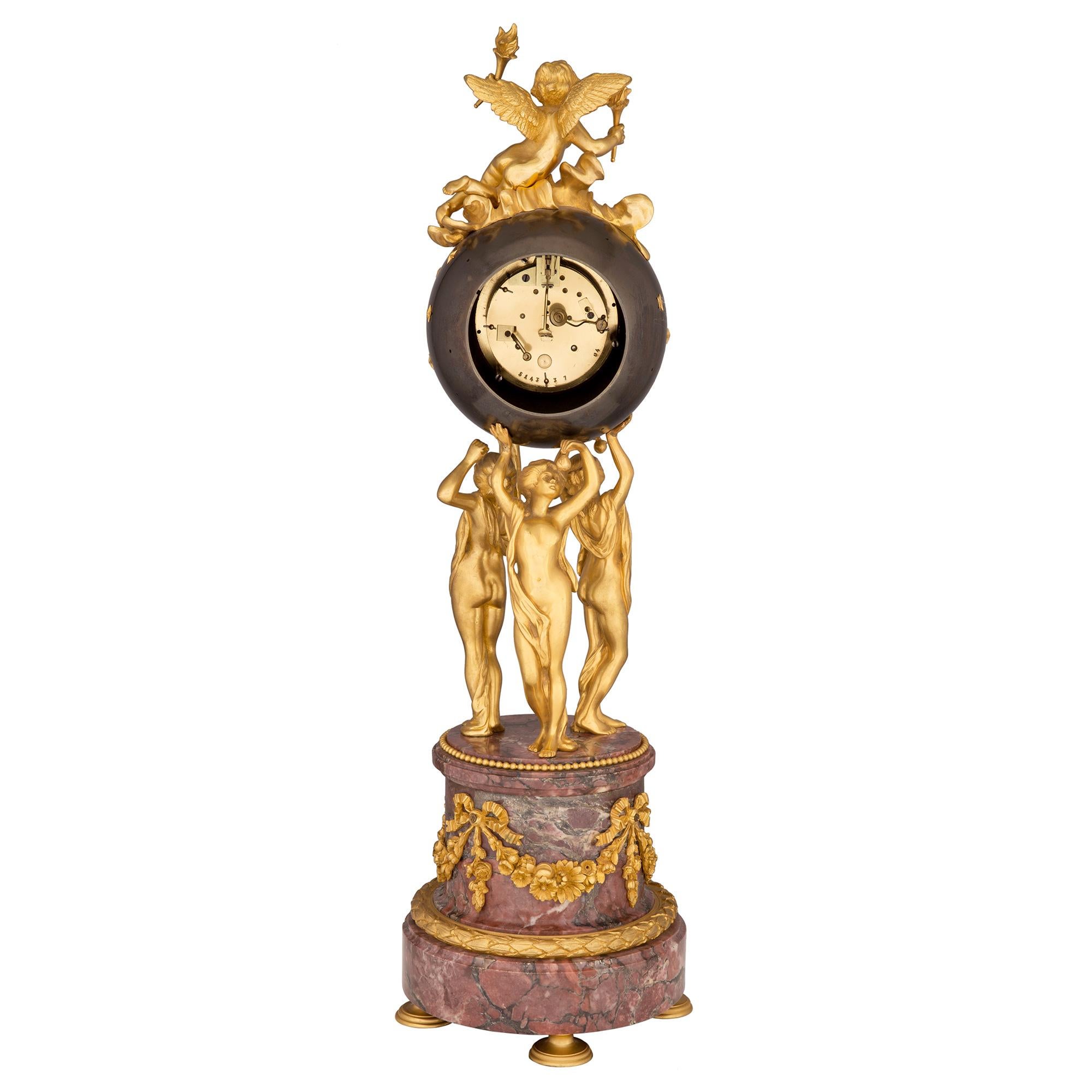 Patinated French 19th Century Louis XVI Style Clock, Stamped Vincent, 1855 For Sale