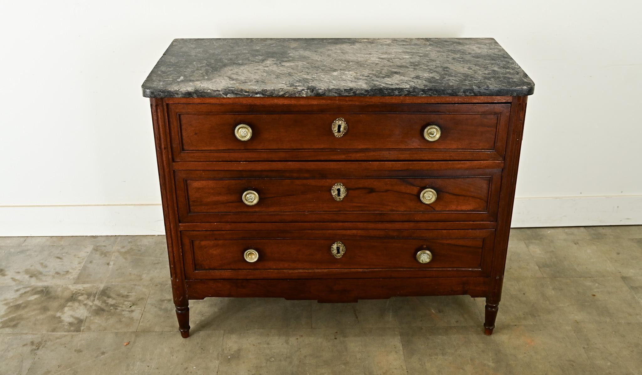 Carved French 19th Century Louis XVI Style Commode For Sale