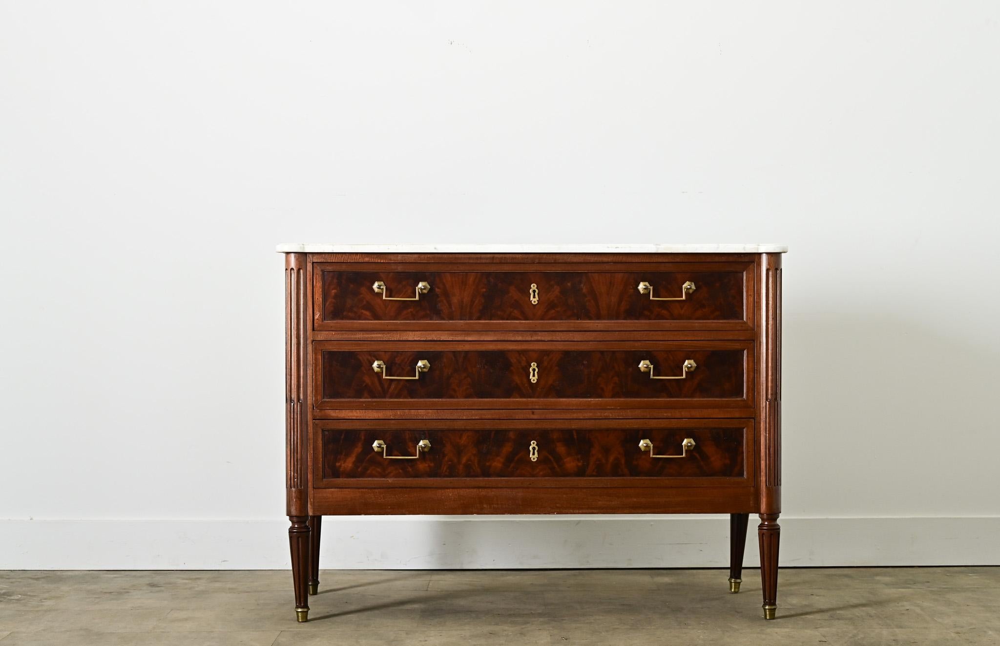 Carved French 19th Century Louis XVI Style Commode For Sale