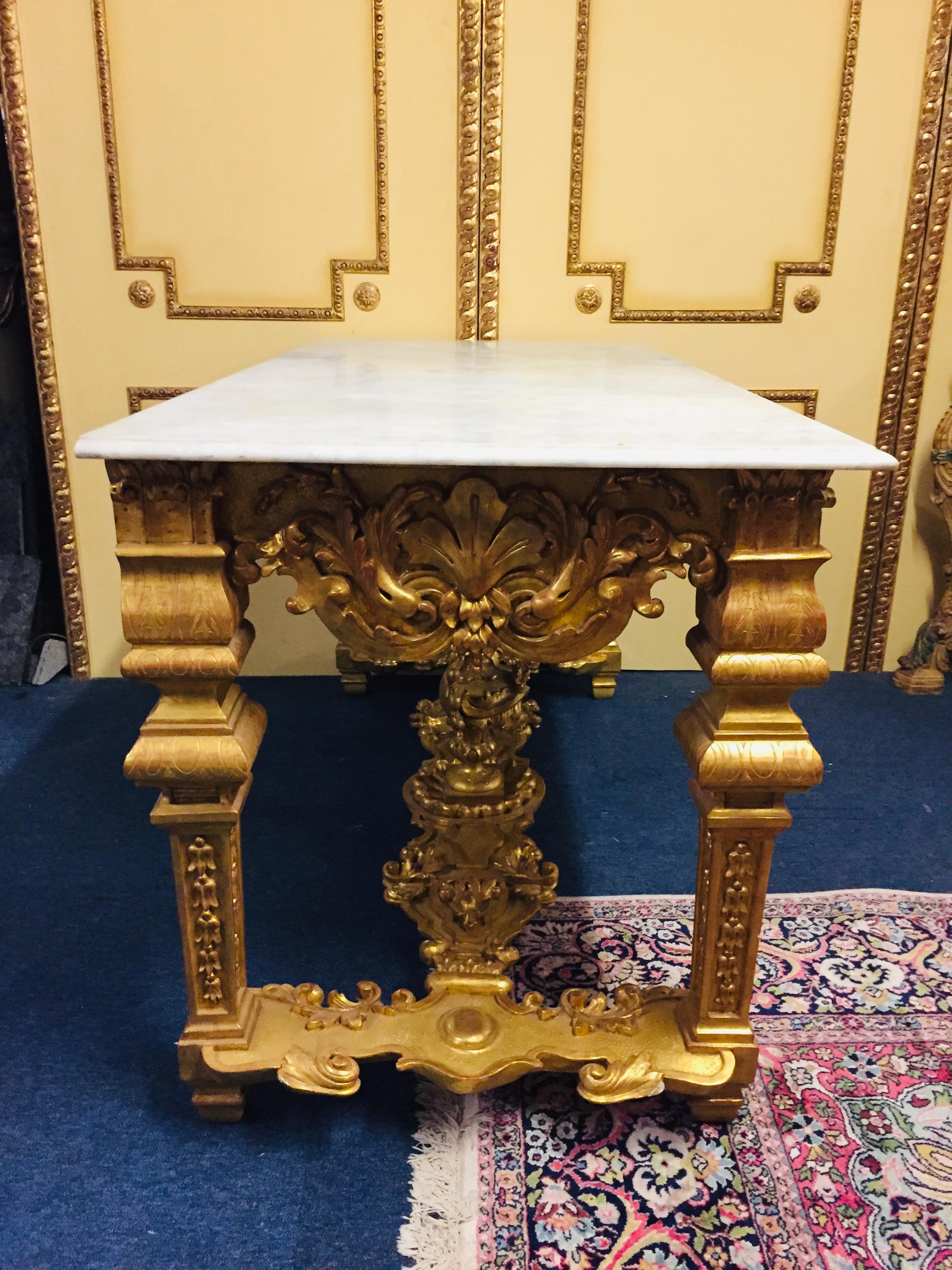 French 19th Century Louis XVI Style Console Gilded Wood  6