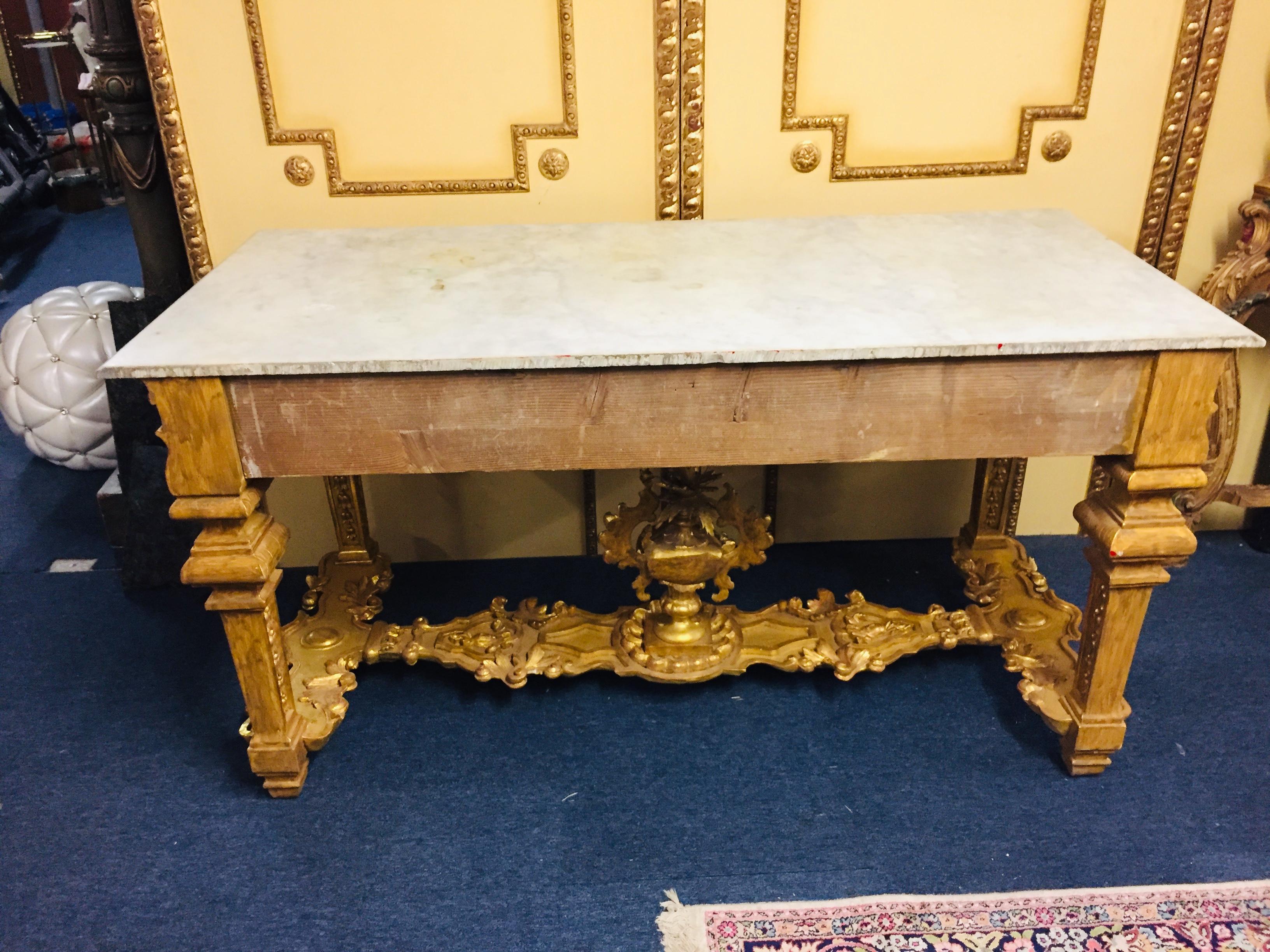 French 19th Century Louis XVI Style Console Gilded Wood  7