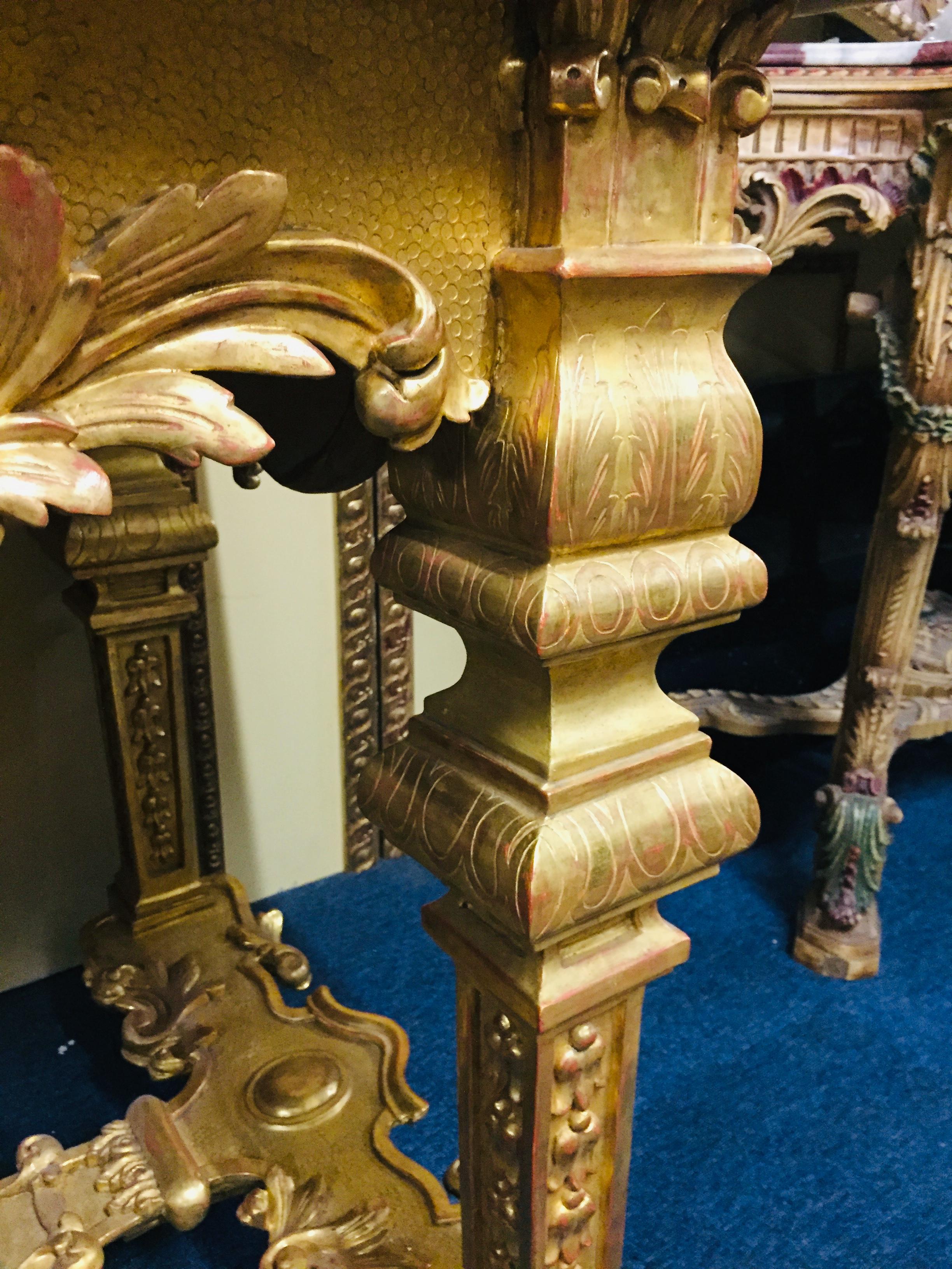 Gilt French 19th Century Louis XVI Style Console Gilded Wood 