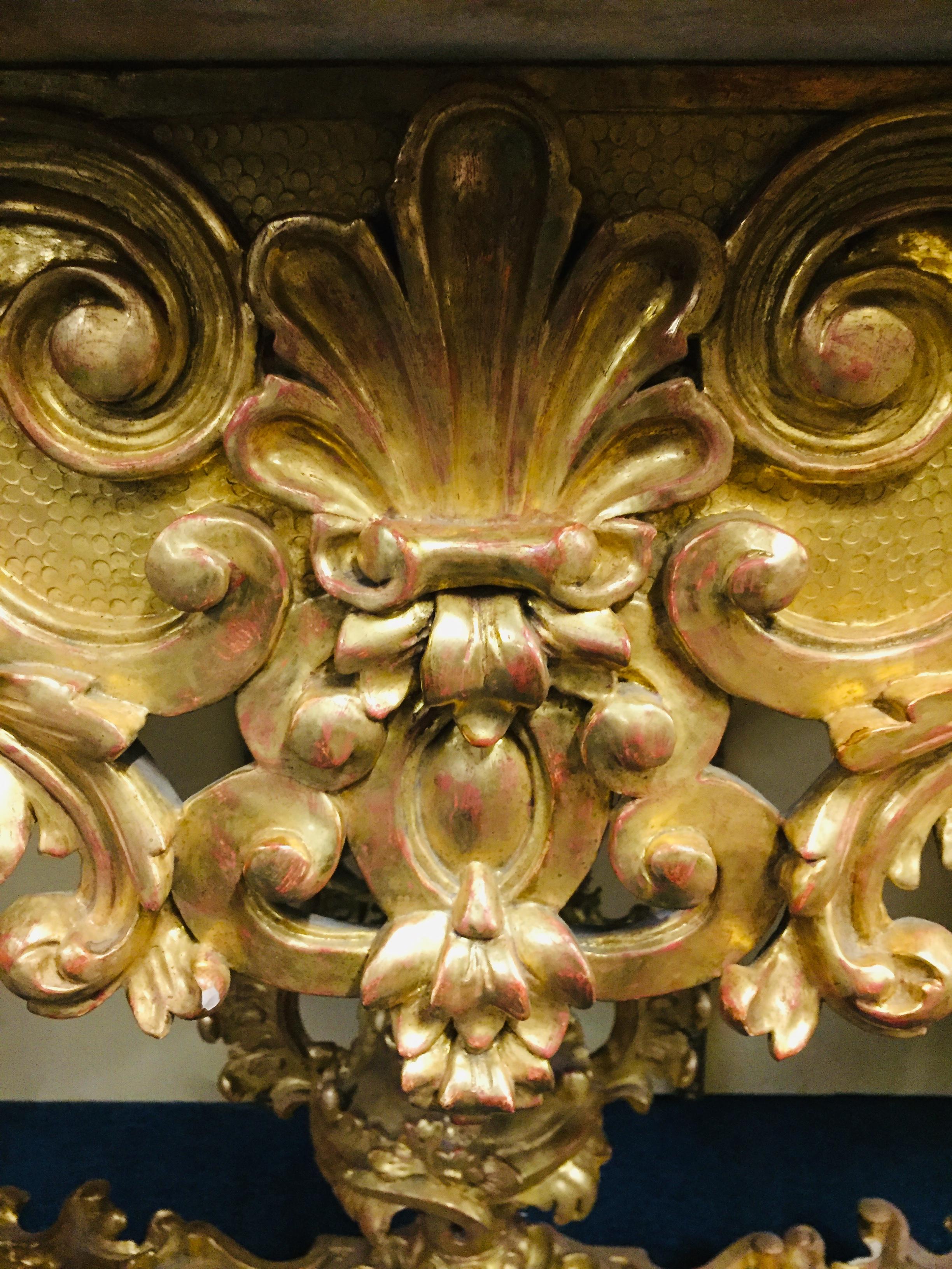 French 19th Century Louis XVI Style Console Gilded Wood  2