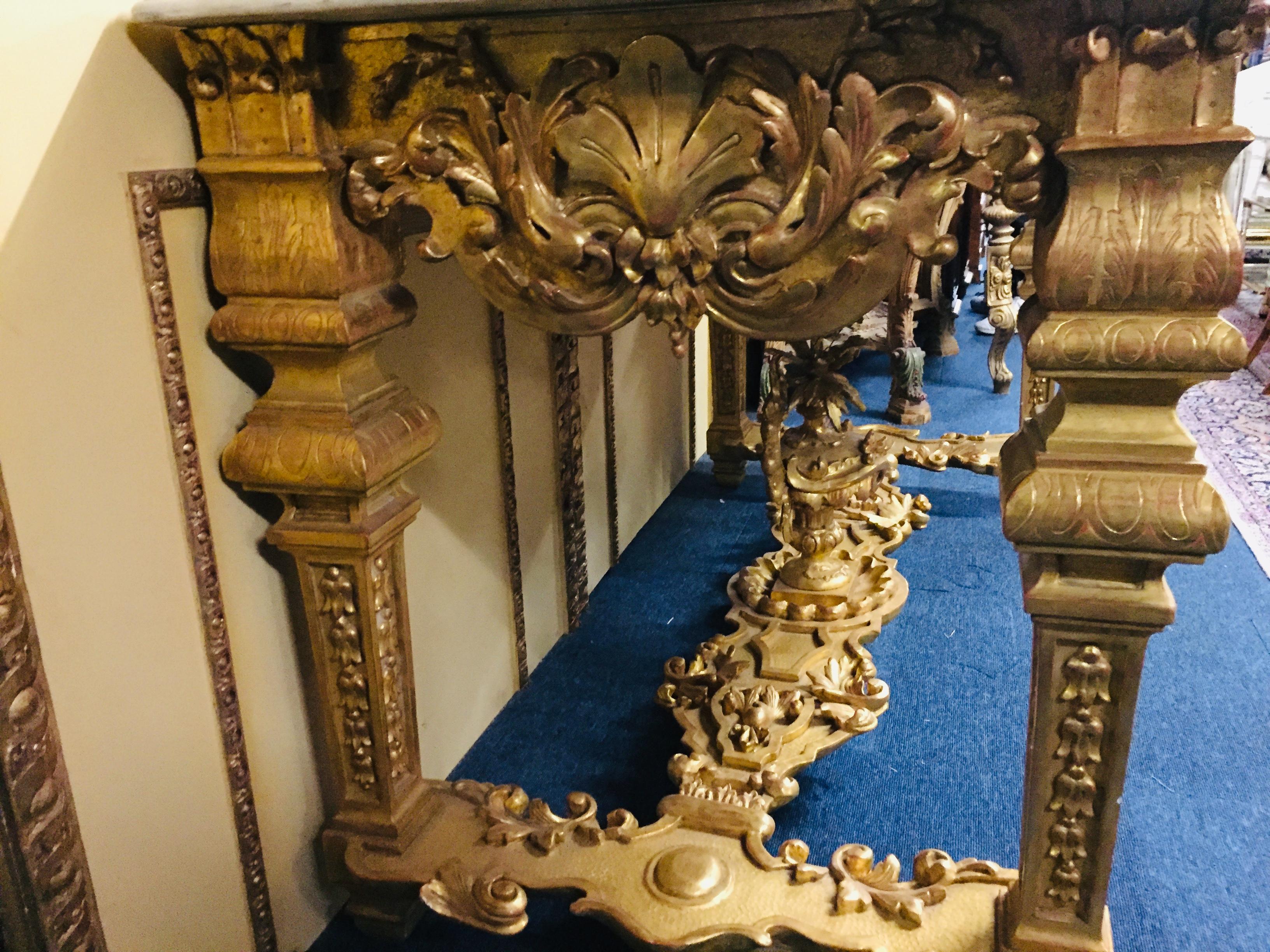 French 19th Century Louis XVI Style Console Gilded Wood  4