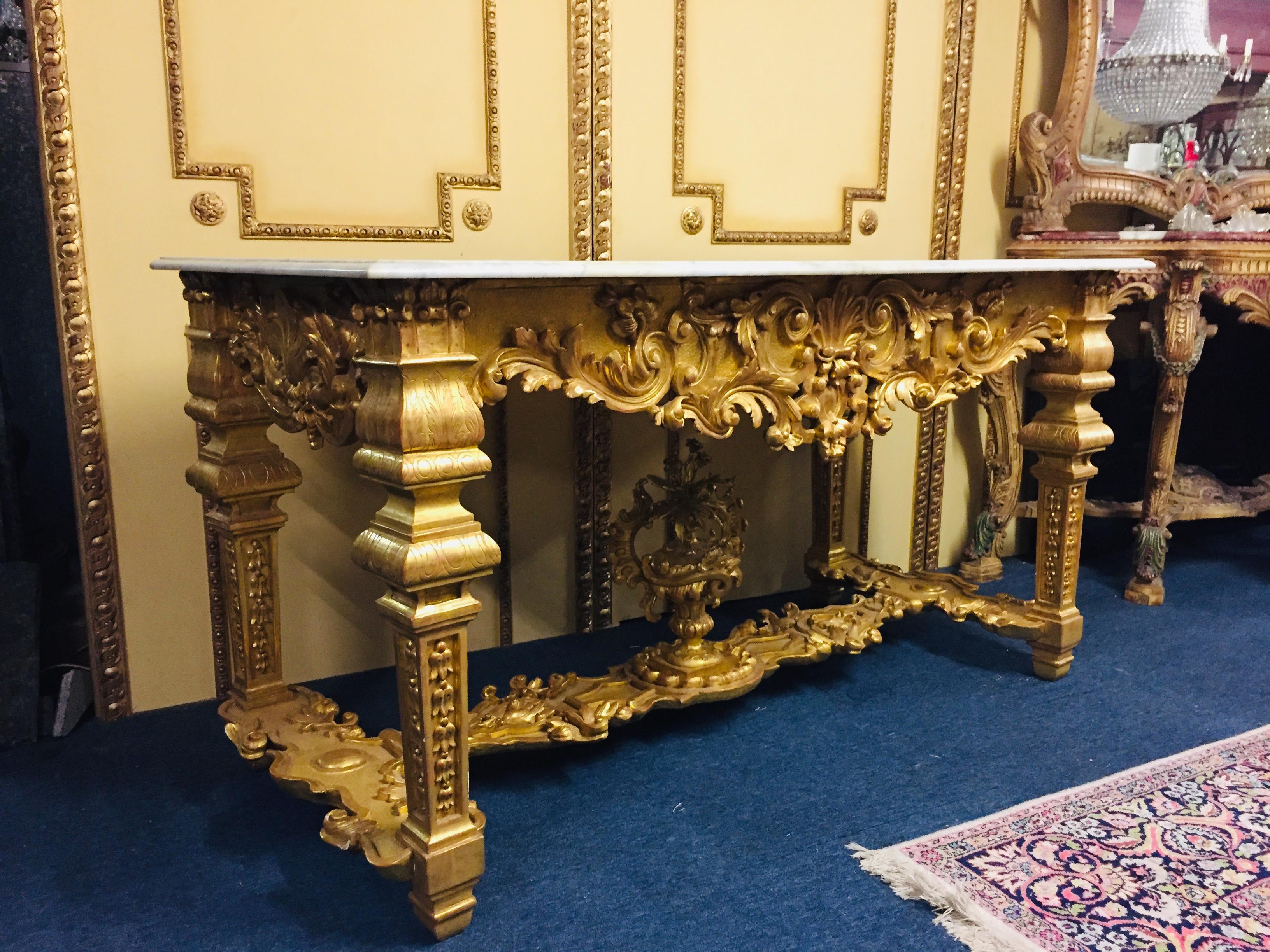 French 19th Century Louis XVI Style Console Gilded Wood  5