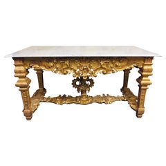 French 19th Century Louis XVI Style Console Gilded Wood 