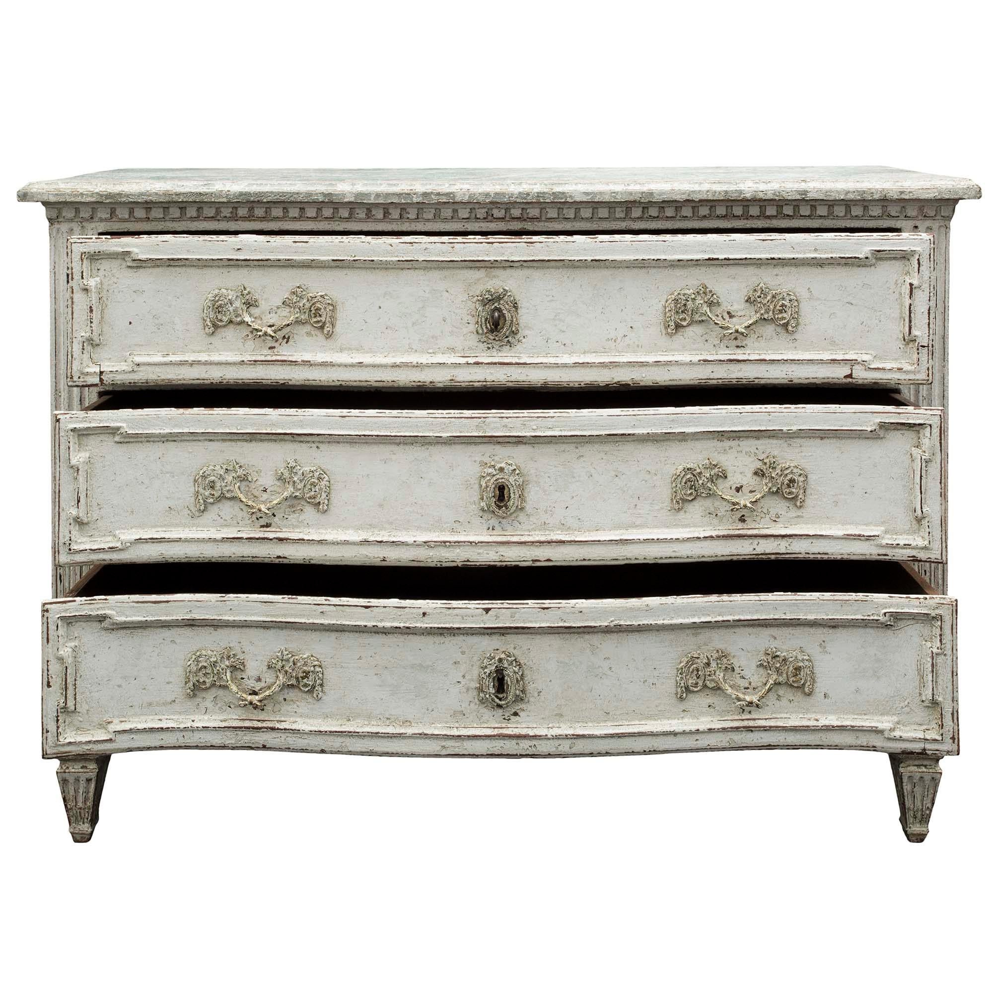 Patinated French 19th Century Louis XVI Style Country French Commode For Sale
