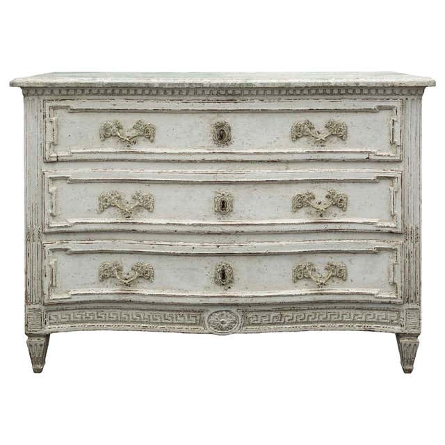 19th Century French Louis XVI Style Carved and Painted Commode For Sale ...