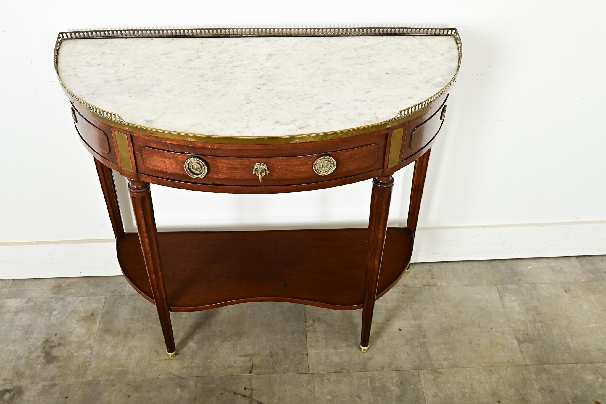 French 19th Century Louis XVI Style Demilune Console In Good Condition For Sale In Baton Rouge, LA