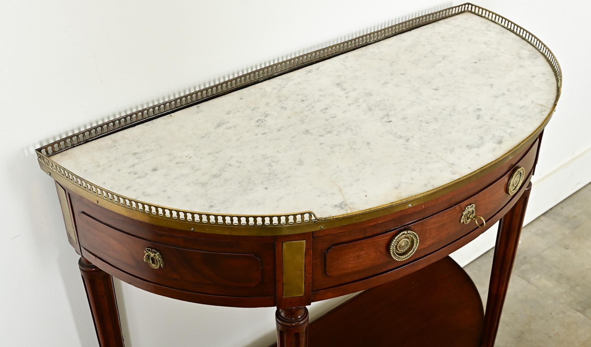 Brass French 19th Century Louis XVI Style Demilune Console For Sale