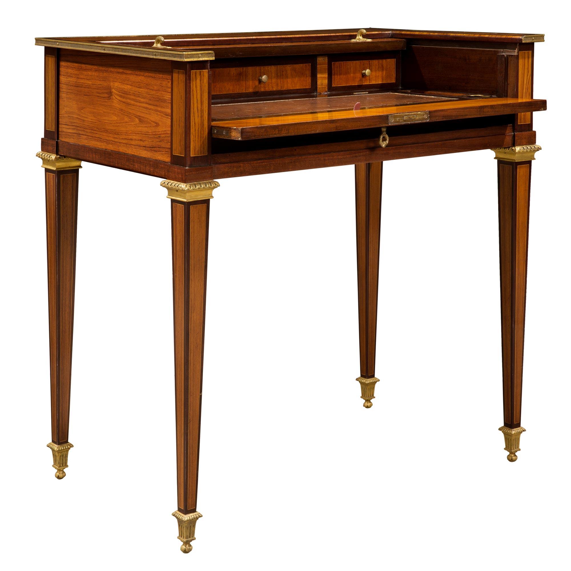 French 19th Century Louis XVI Style Desk, Signed 'Escalier de Cristal, Paris' In Good Condition For Sale In West Palm Beach, FL