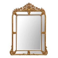 French 19th Century Louis XVI Style Double Framed Giltwood Mirror