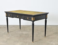 French 19th Century Louis XVI Style Ebonized Desk with Leather Top