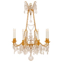 Lustre à huit lumières en cristal de Baccarat de style Louis XVI du XIXe siècle français