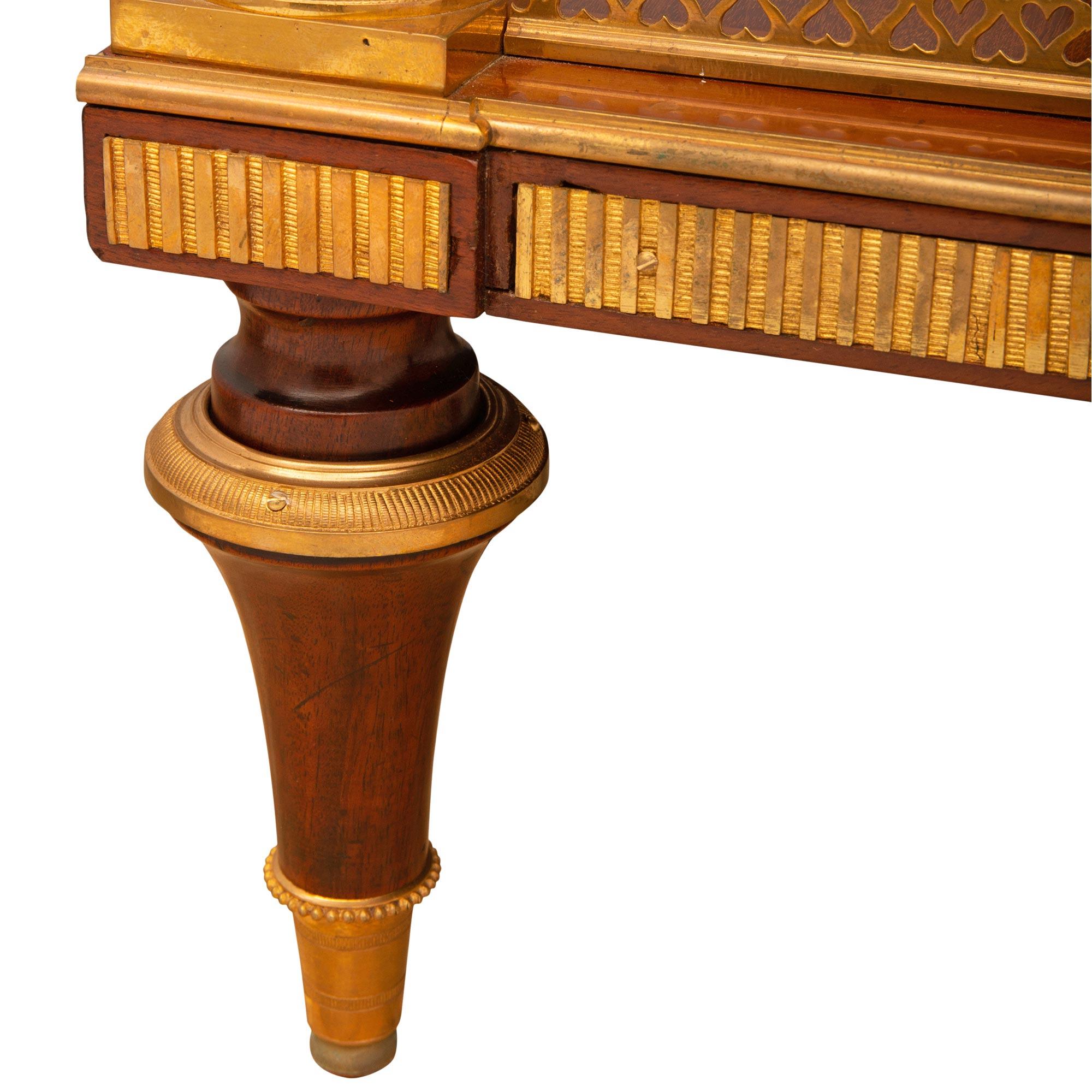 French 19th Century Louis XVI Style Flamed Mahogany and Ormolu Dessert Console For Sale 6