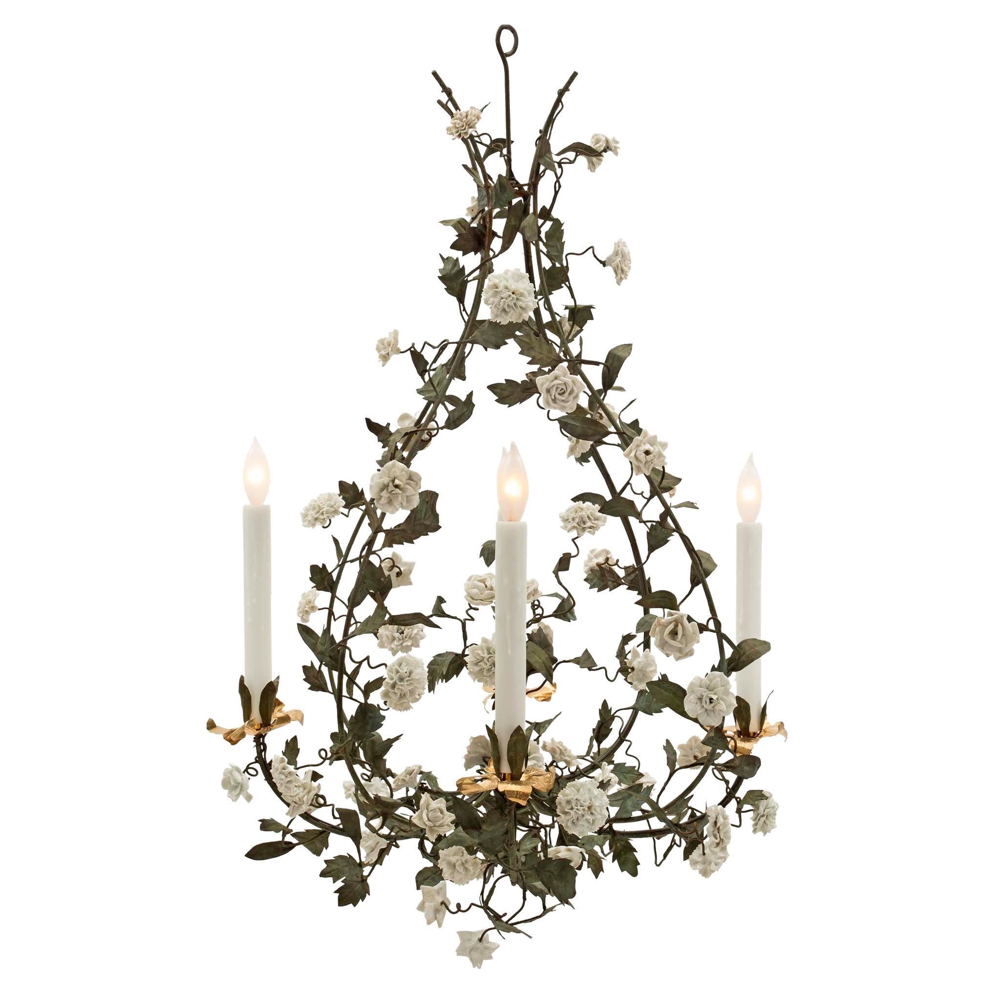 French 19th Century Louis XVI Style Four-Arm Chandelier For Sale