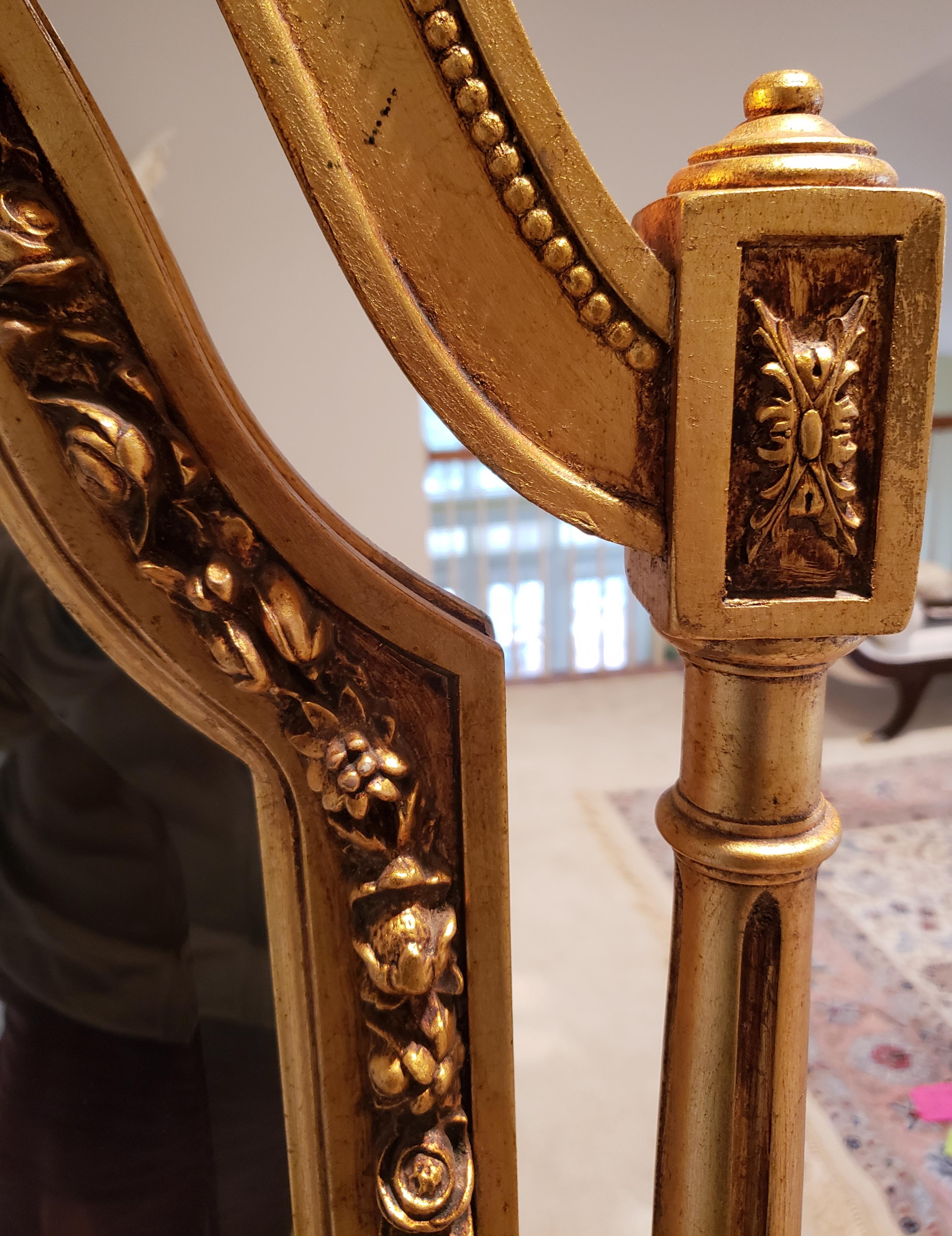 French 19th Century Louis XVI Style Full Length Giltwood Cheval Mirror For Sale 3