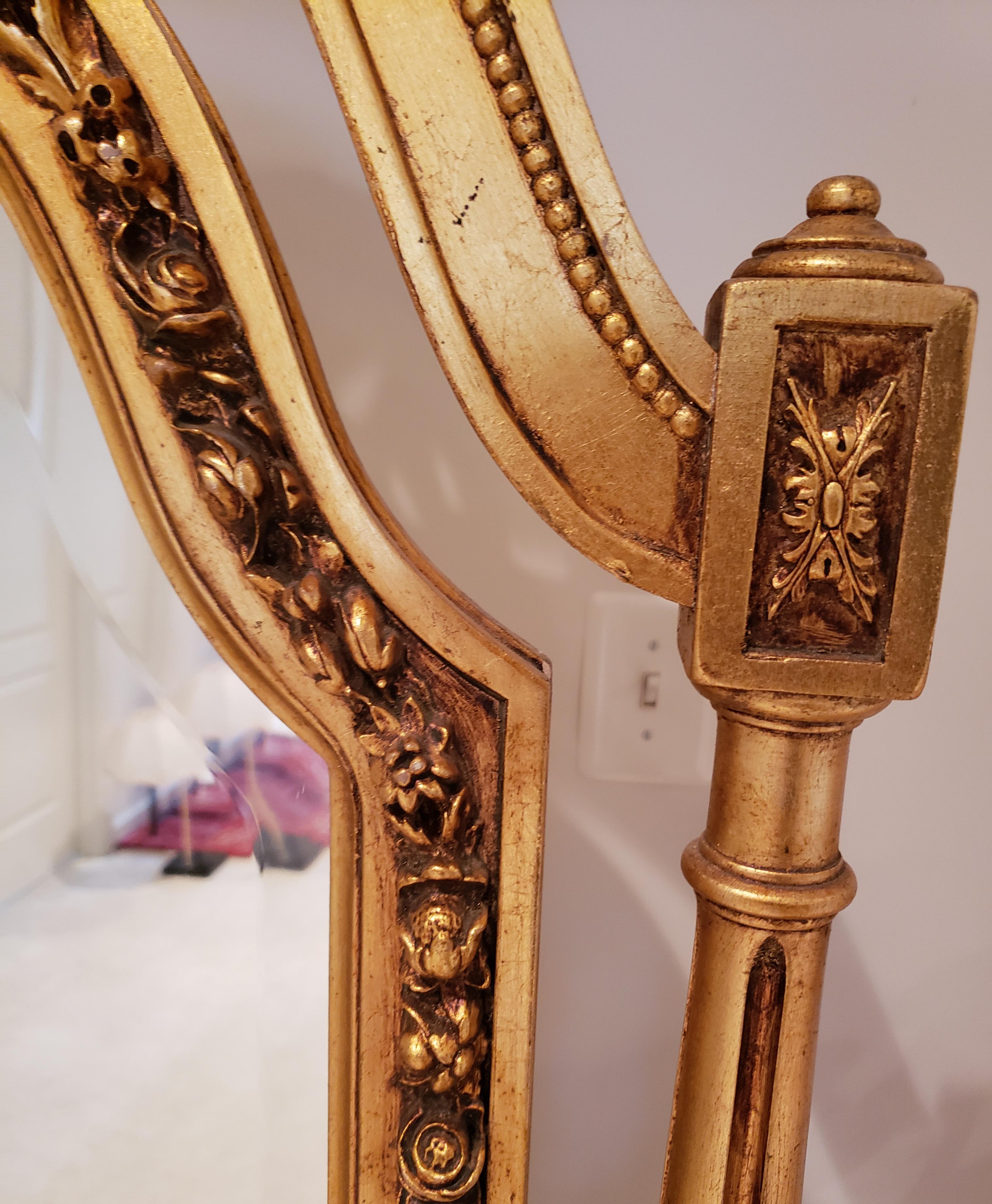 French 19th Century Louis XVI Style Full Length Giltwood Cheval Mirror In Good Condition For Sale In Germantown, MD