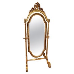Französisch 19. Jahrhundert Louis XVI Stil voller Länge Giltwood Cheval Spiegel