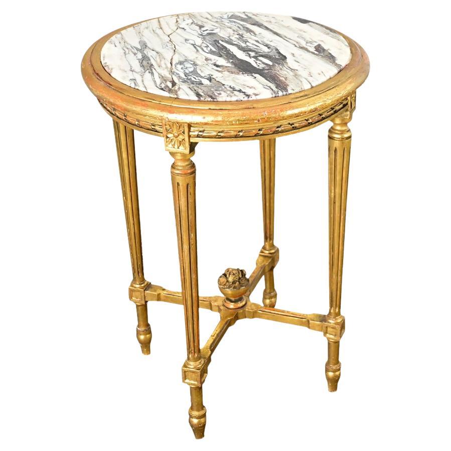 Guéridon doré français du 19e siècle de style Louis XVI
