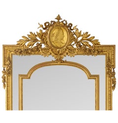 French 19th Century Louis XVI Style Gilt-Wood and Gilt-Gesso Carved Pier Mirror