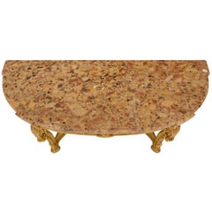 French 19th Century Louis XVI Style Giltwood and Brèche D’Alep Marble Console