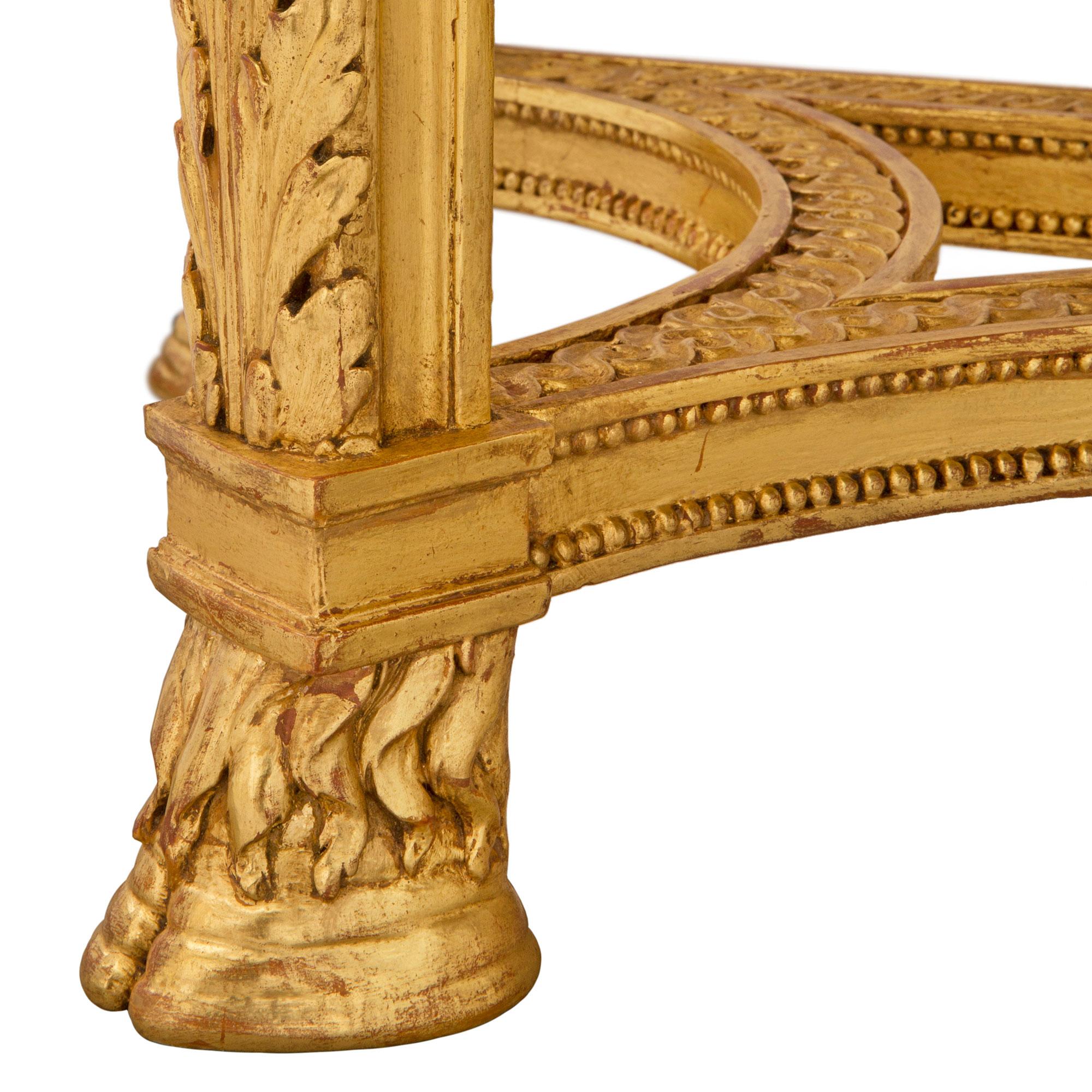 French 19th Century Louis XVI Style Giltwood and Brèche D’Alep Marble Console For Sale 6