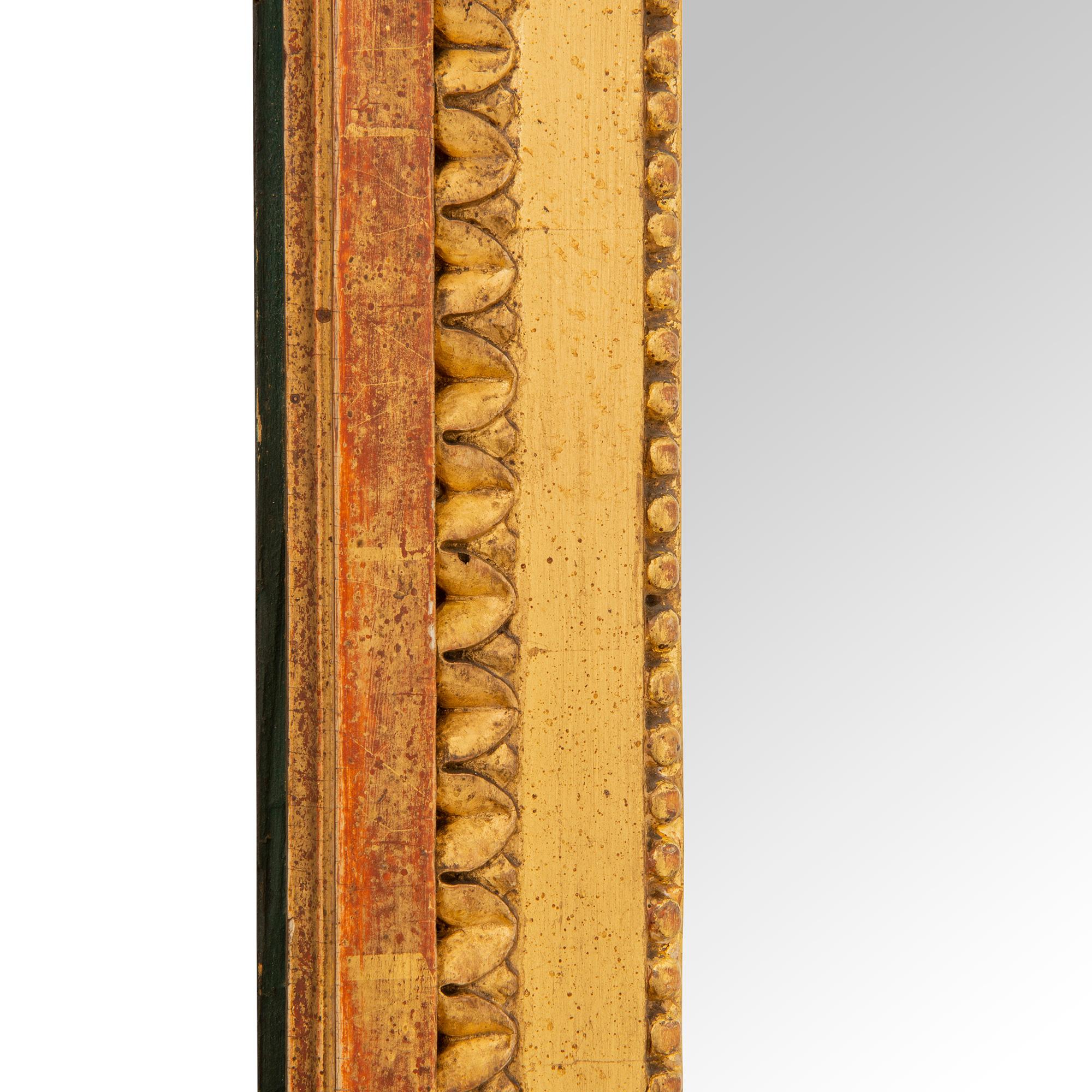 Spiegel aus vergoldetem Holz und waldgrünem Holz im Louis-XVI.-Stil des 19. Jahrhunderts im Angebot 2