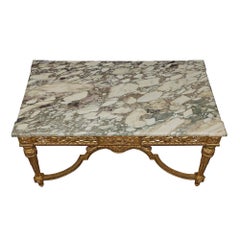 French 19th Century Louis XVI Style Giltwood and Marble Center Table