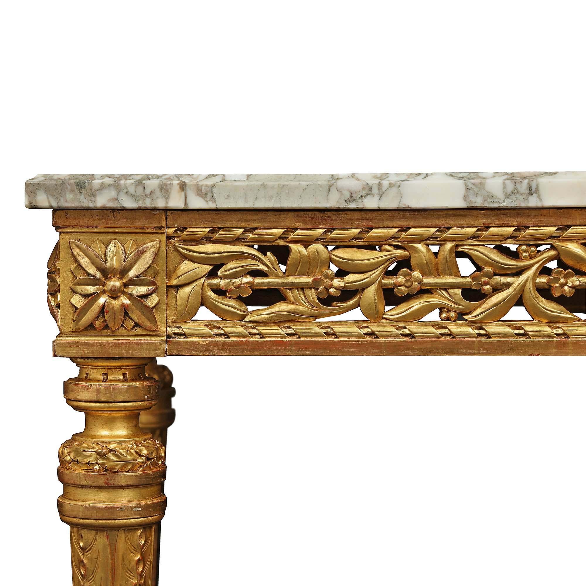 French 19th Century Louis XVI Style Giltwood and Marble Center Table For Sale 2