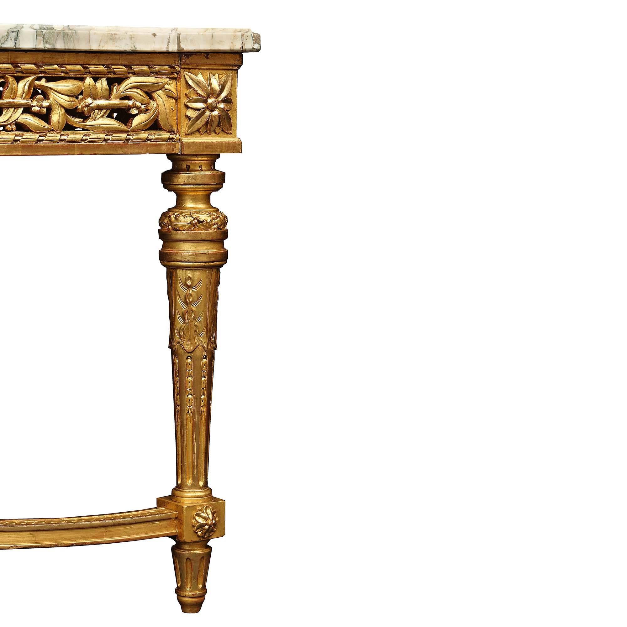 French 19th Century Louis XVI Style Giltwood and Marble Center Table For Sale 3