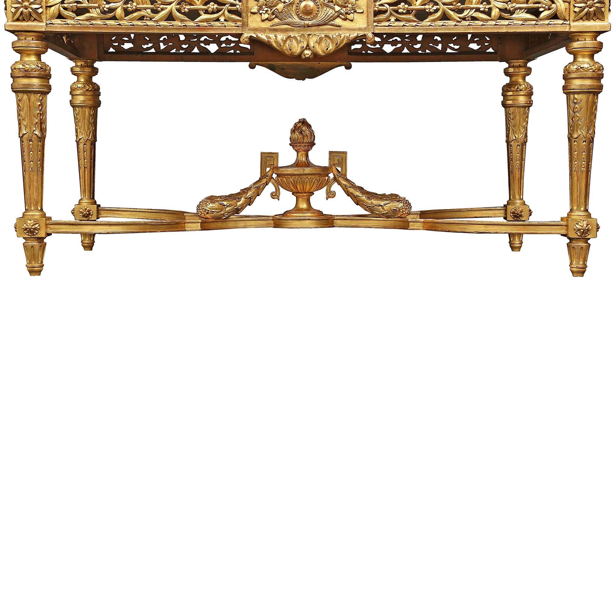 French 19th Century Louis XVI Style Giltwood and Marble Center Table For Sale 4
