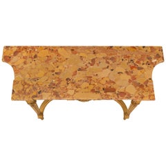 French 19th Century Louis XVI Style Giltwood and Marble Freestanding Console