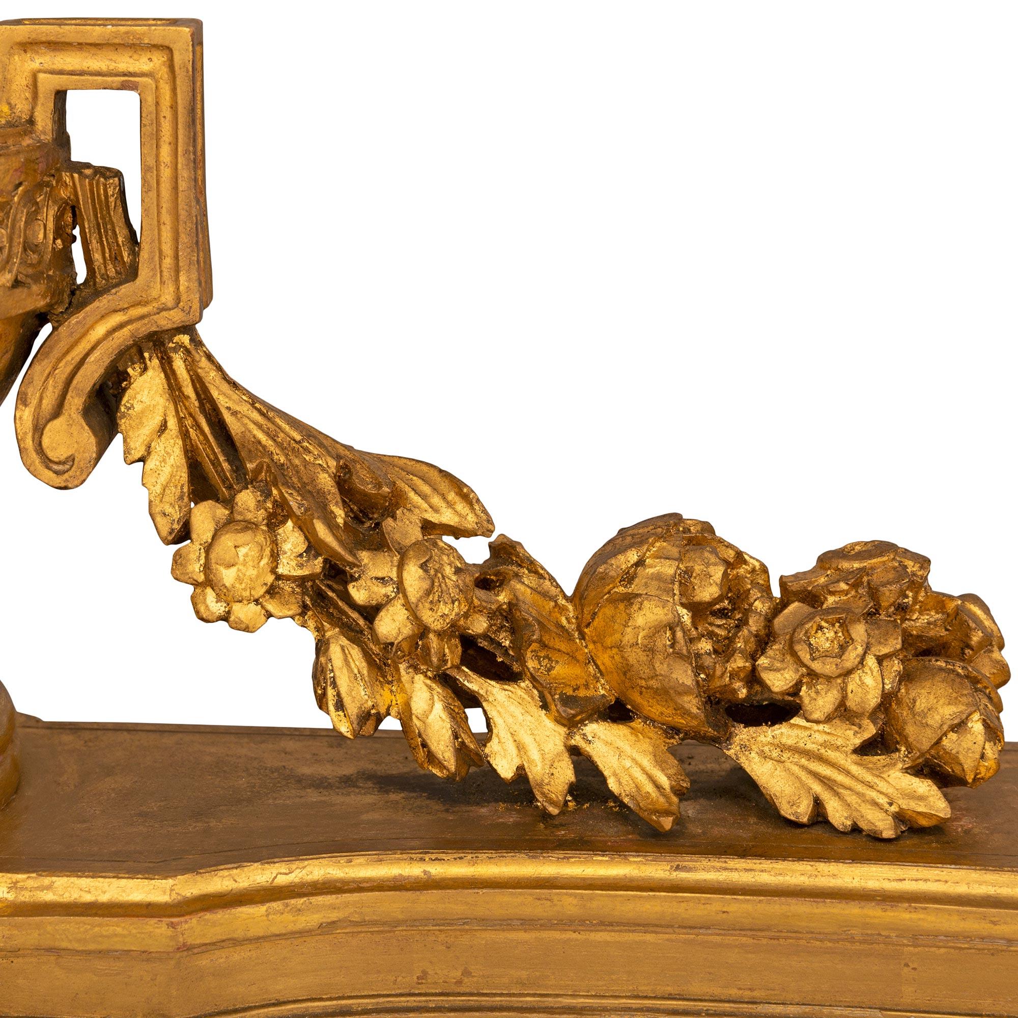 Freistehende Konsole aus vergoldetem Holz und Marmor im Louis-XVI-Stil des 19. Jahrhunderts im Angebot 3