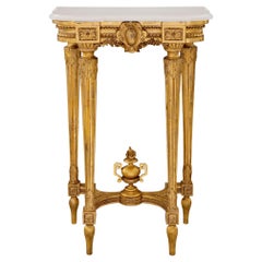 French 19th Century Louis XVI Style Giltwood and Marble Freestanding Console
