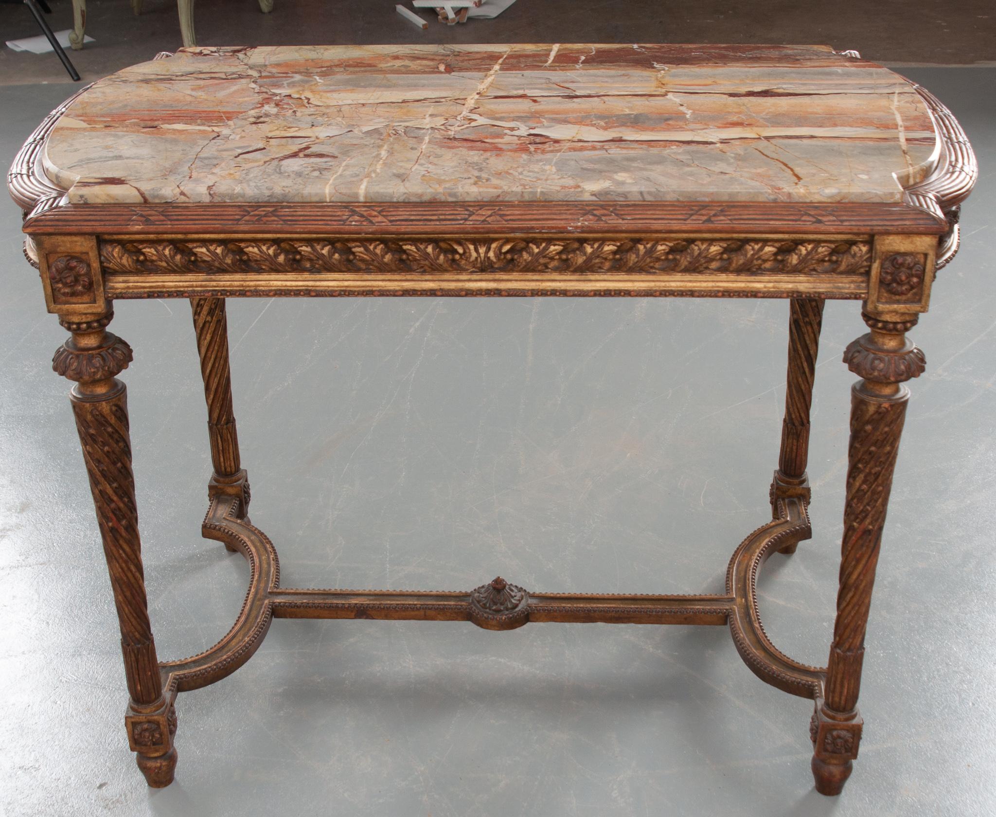 French 19th Century Louis XVI, Style Giltwood Center Table 3