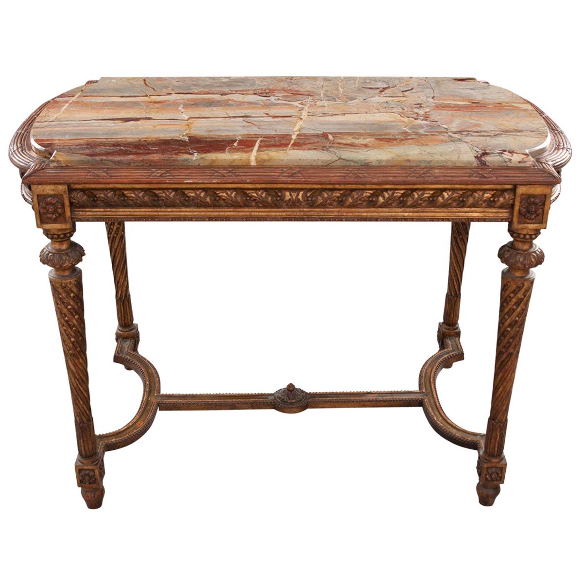 French 19th Century Louis XVI, Style Giltwood Center Table