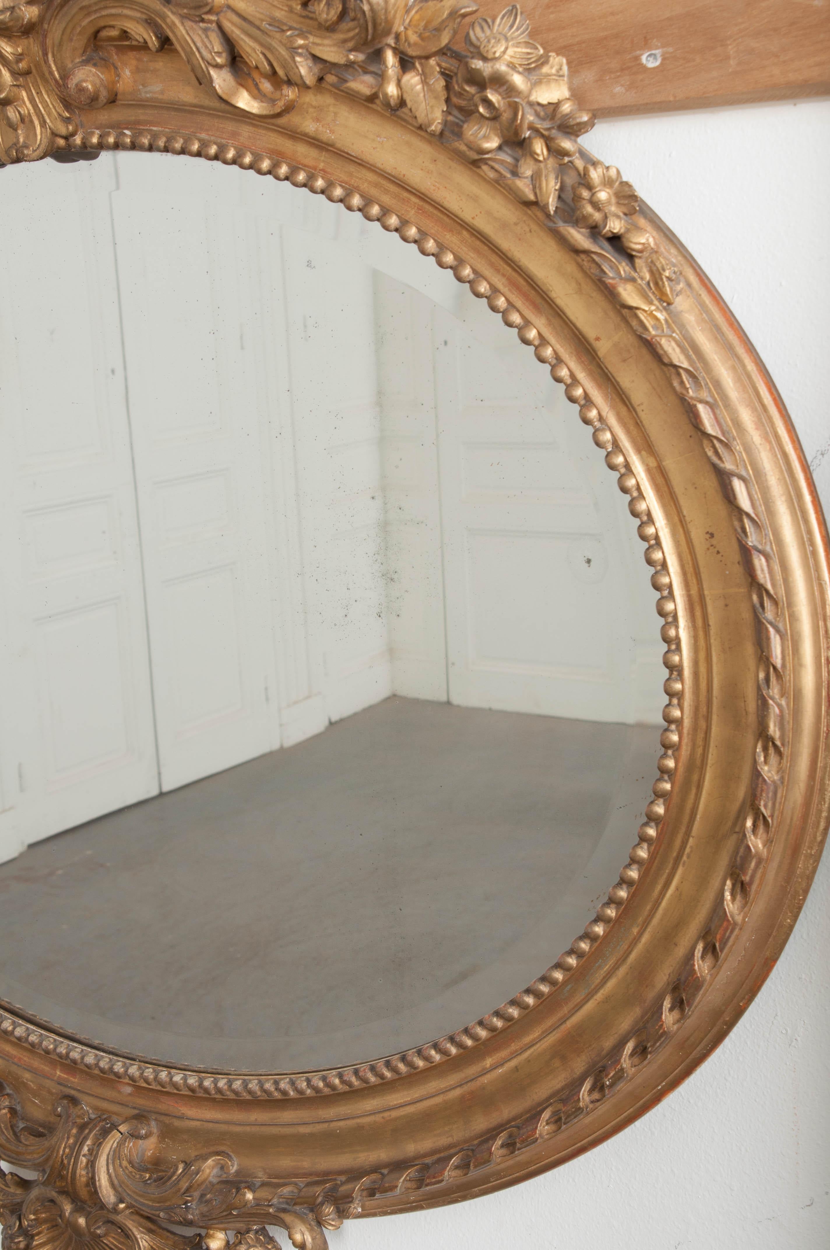 Beveled French 19th Century Louis XVI Style Giltwood Mirror