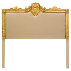 French 19th Century Louis XVI Style Giltwood Upholstered Headboard