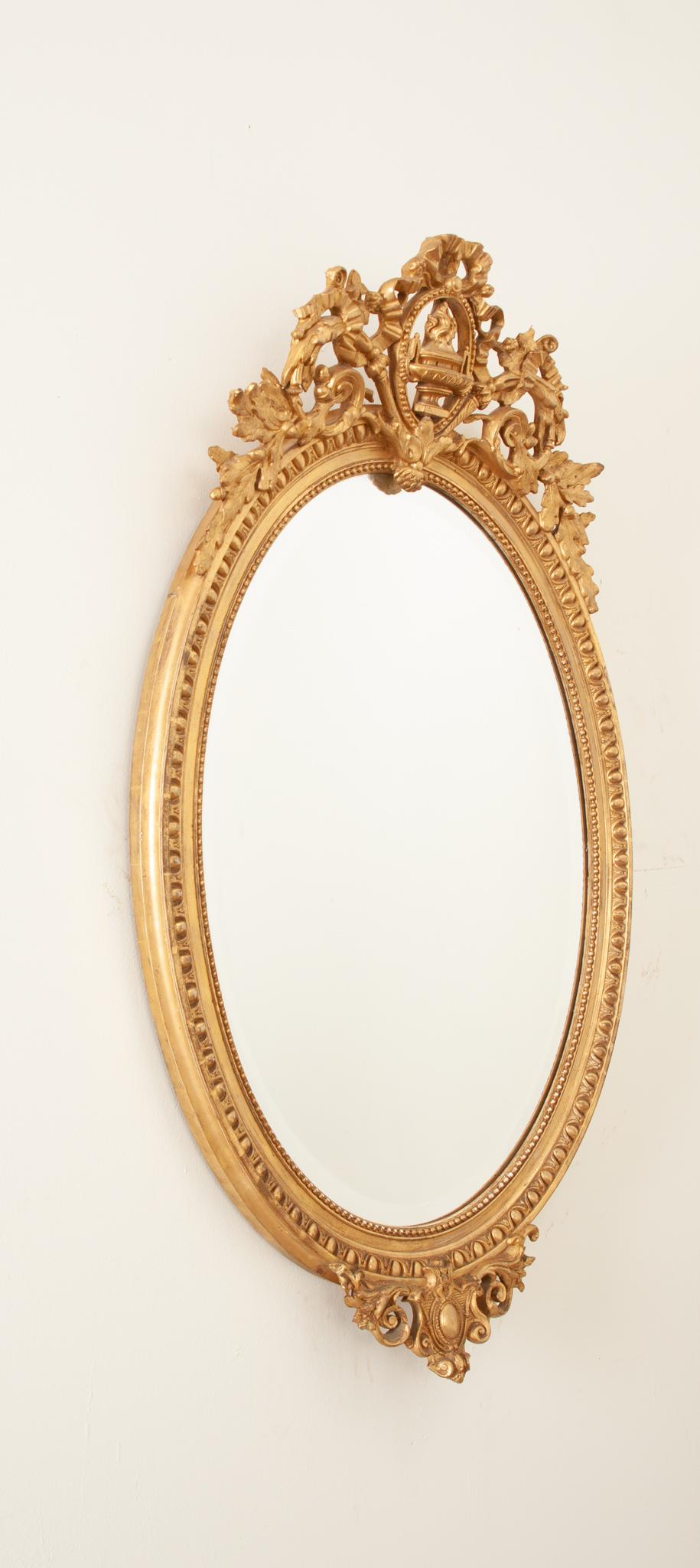 French 19th Century Louis XVI Style Gold Gilt Mirror 6