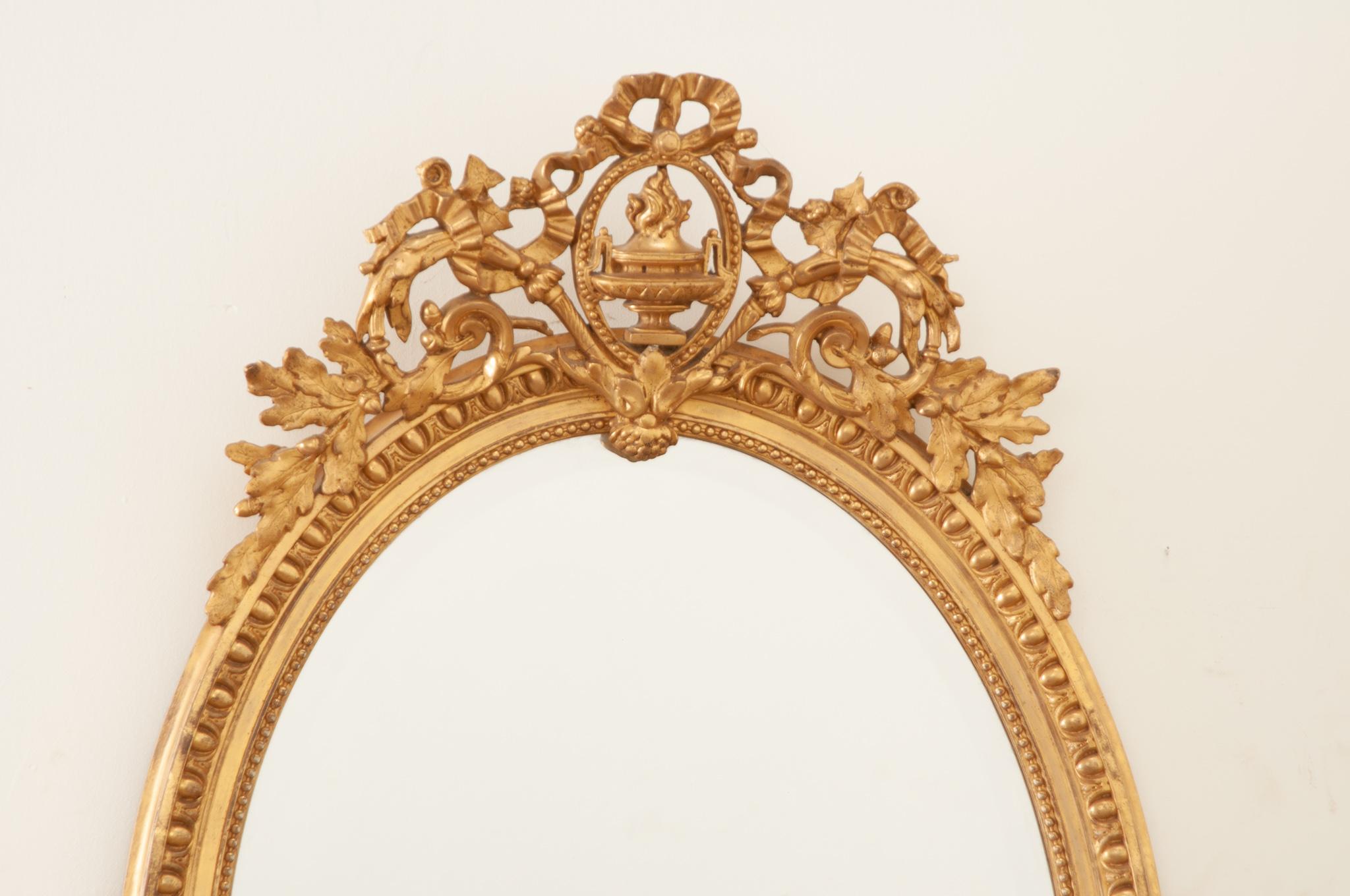 French 19th Century Louis XVI Style Gold Gilt Mirror 1